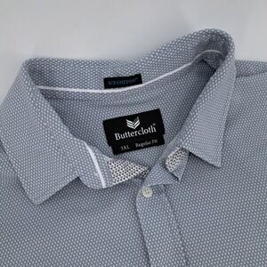 Buttercloth Icy Cotton Mens 3XL Regular Fit Short Sleeve Button Up Shirt Gray